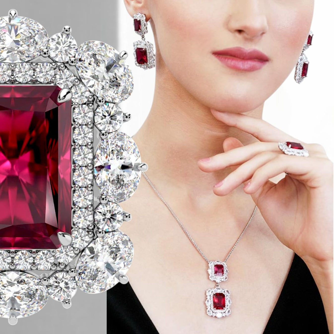 Exquisite Red Ruby Jewellery Set