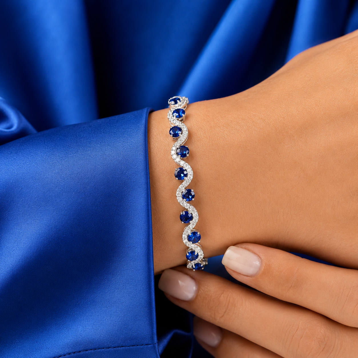 Midnight Sapphire Wave Bracelet