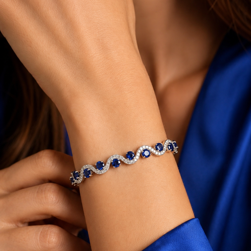 Midnight Sapphire Wave Bracelet